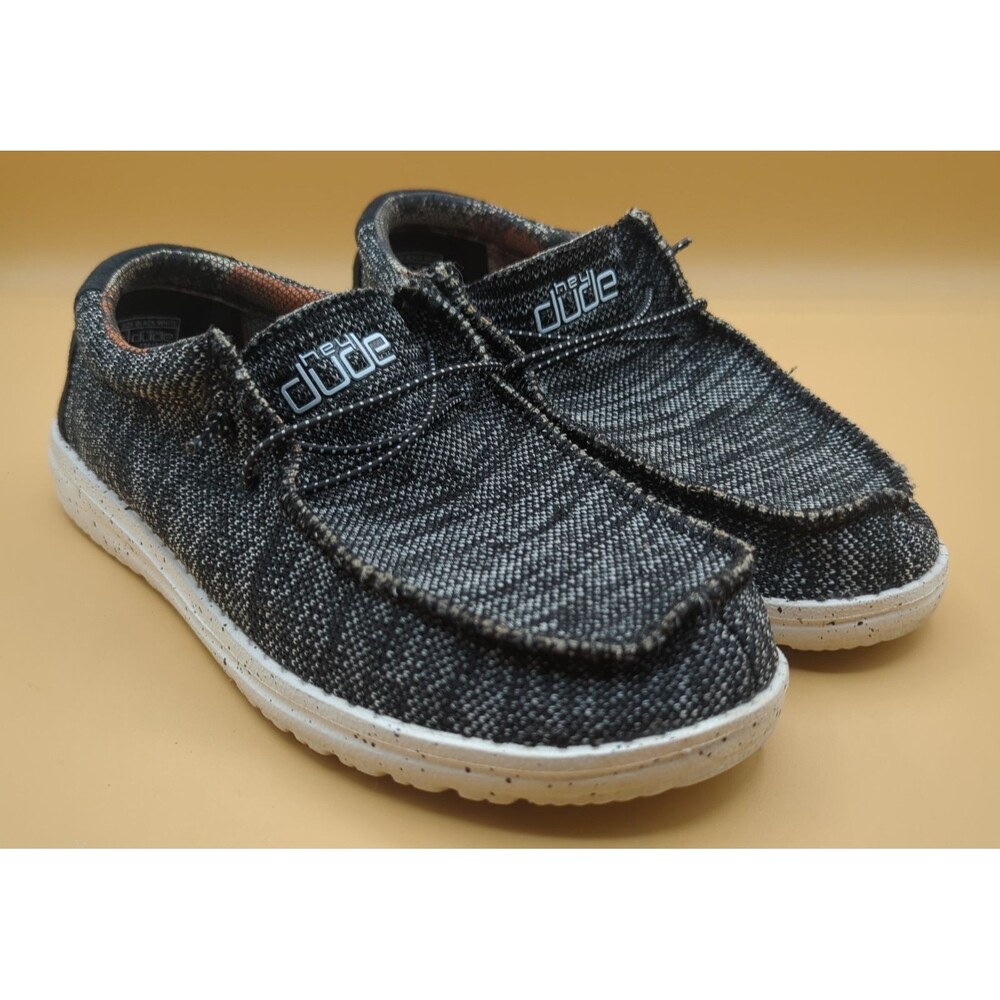 Hey Dude Boys Womens Wally Y6-L7 Sox Black White Casual Slip-On Shoes